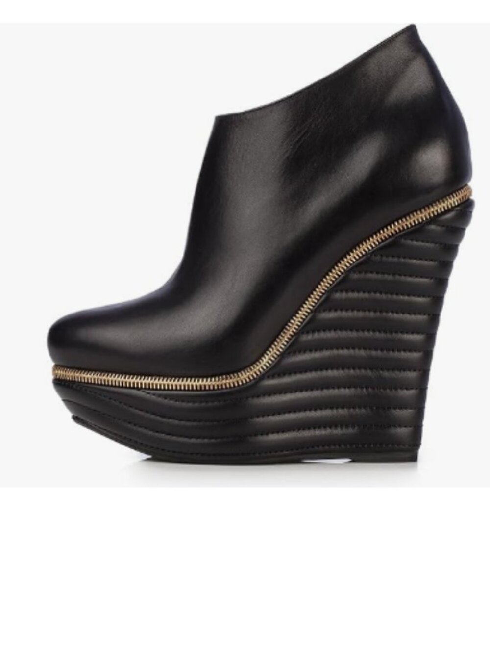 YDN Black Platform Ankle Boots Pointed Toe Zippers Buckle Wedge High Heels Shoes